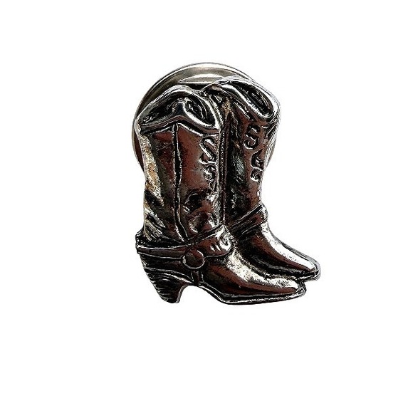 Unbranded Jewelry - Cowboy‎ Boots Lapel Pin Hat Bag Silver Tone Metal Western Country Core